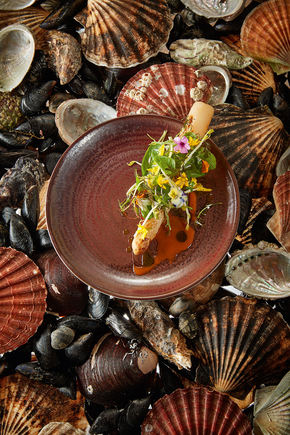Hangar-7; Kochbuch 2016; Alexandre Couillon; Gastkoch; Juni 2016; Gegrillter weißer Spargel; Sprossen und Honig-Vinaigrette;